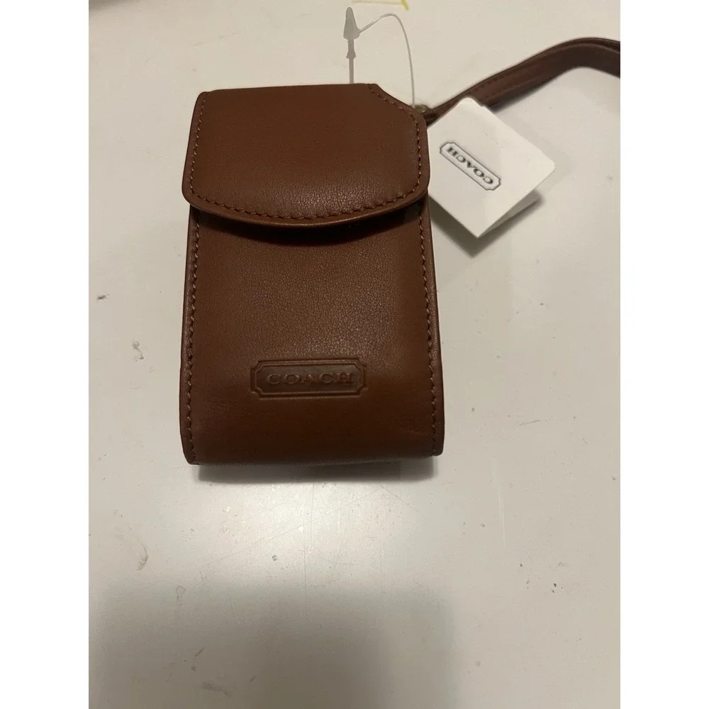 Vintage Tan Leather Coach Flip Phone Belt Carry Case Wristlet NWT